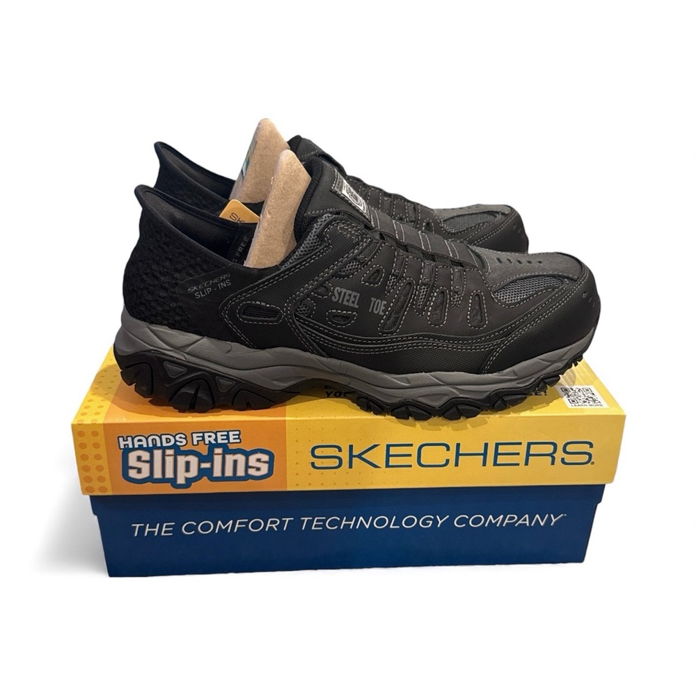 Skechers Steel Toe Hands Free Slip-ins Cankton-Faison Black Men’s Size 9 NEW